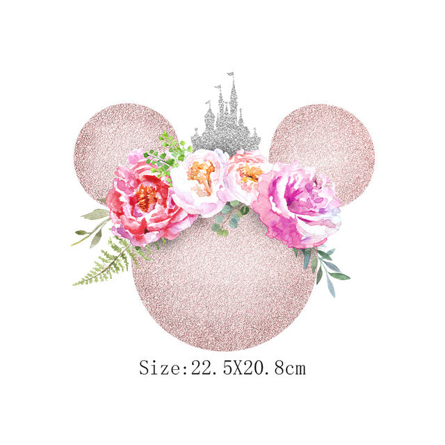 DIY Image Heat Press Transfer Iron on (Mickey Mouse Ears with Flowers)