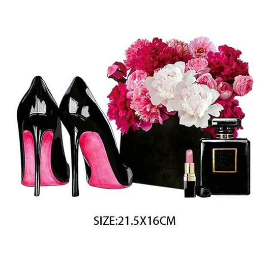 DIY Heat Transfer/ Iron on Image Transfer (High Heels. Perfume, Flowers)