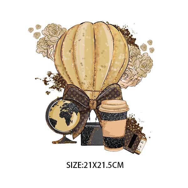 DIY Heat Transfer Iron on Image Transfer (Air Balloon, Globe, Coffee)