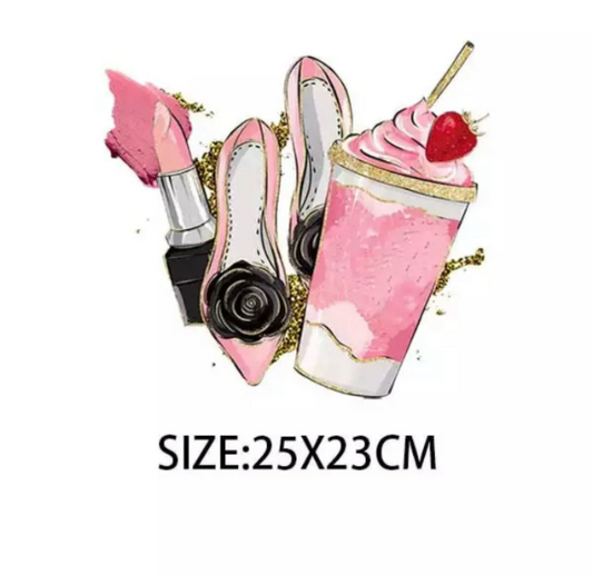 DIY Heat Transfer/ Iron on Image Transfer (Pink Lipstick, Shoes, Shake)