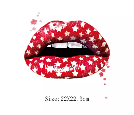 DIY Image Heat Transfer Iron on (Red Lips with Stars)