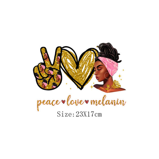 DIY Image Heat Transfer Iron on Transfer (Peace Love Melanin)