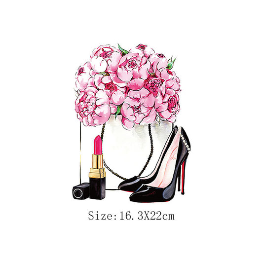DIY Image Heat Transfer Iron on High Heels Lipstick Flower