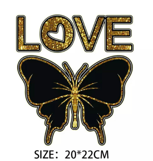 DIY Heat Transfer Image Iron on Image (Love/Butterfly)