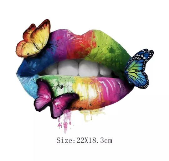 DIY Heat Transfer/Iron on Image Transfer (Lips Colorful Butterfly)